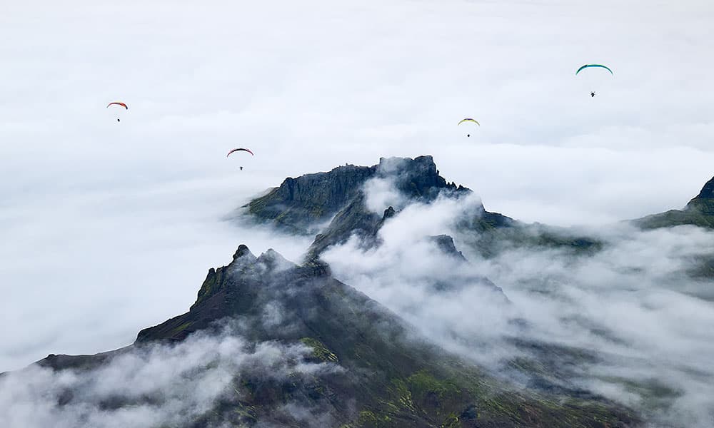 Aerial view of scenic coastal landscape perfect for paramotor flight planning
